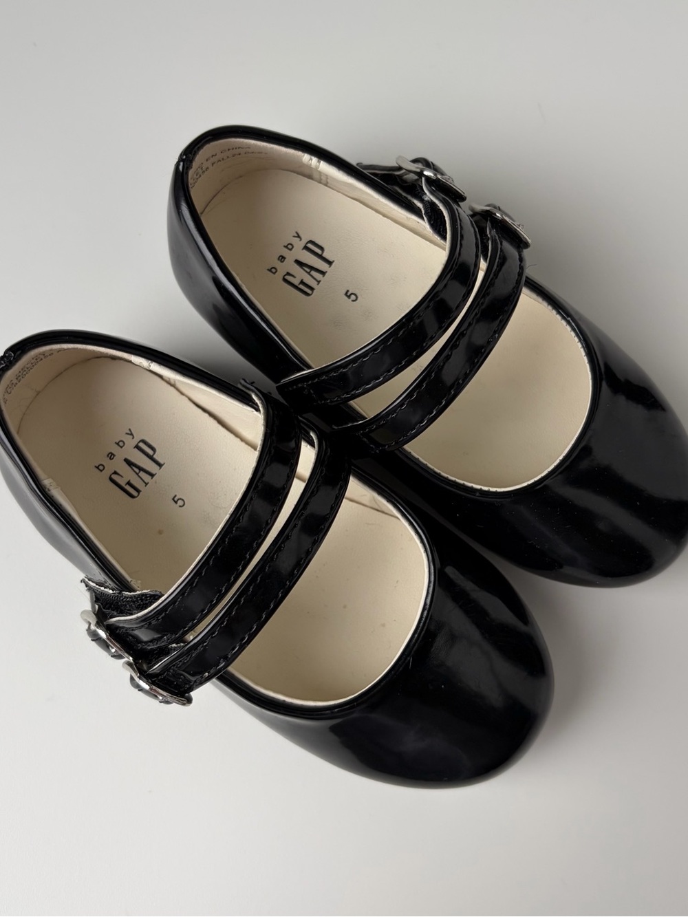 Baby GAP Black Patent Double-Strap Mary Jane Shoes